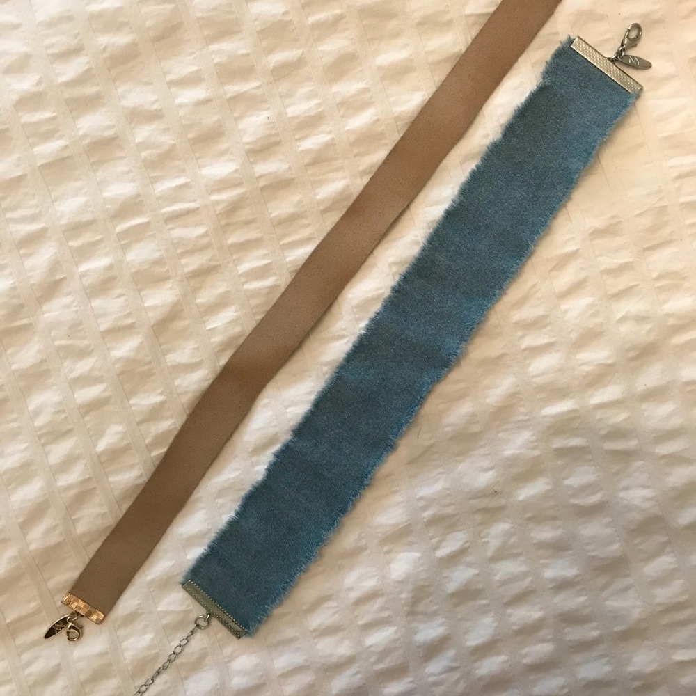 Faux Suede and Frayed Jean Choker Set